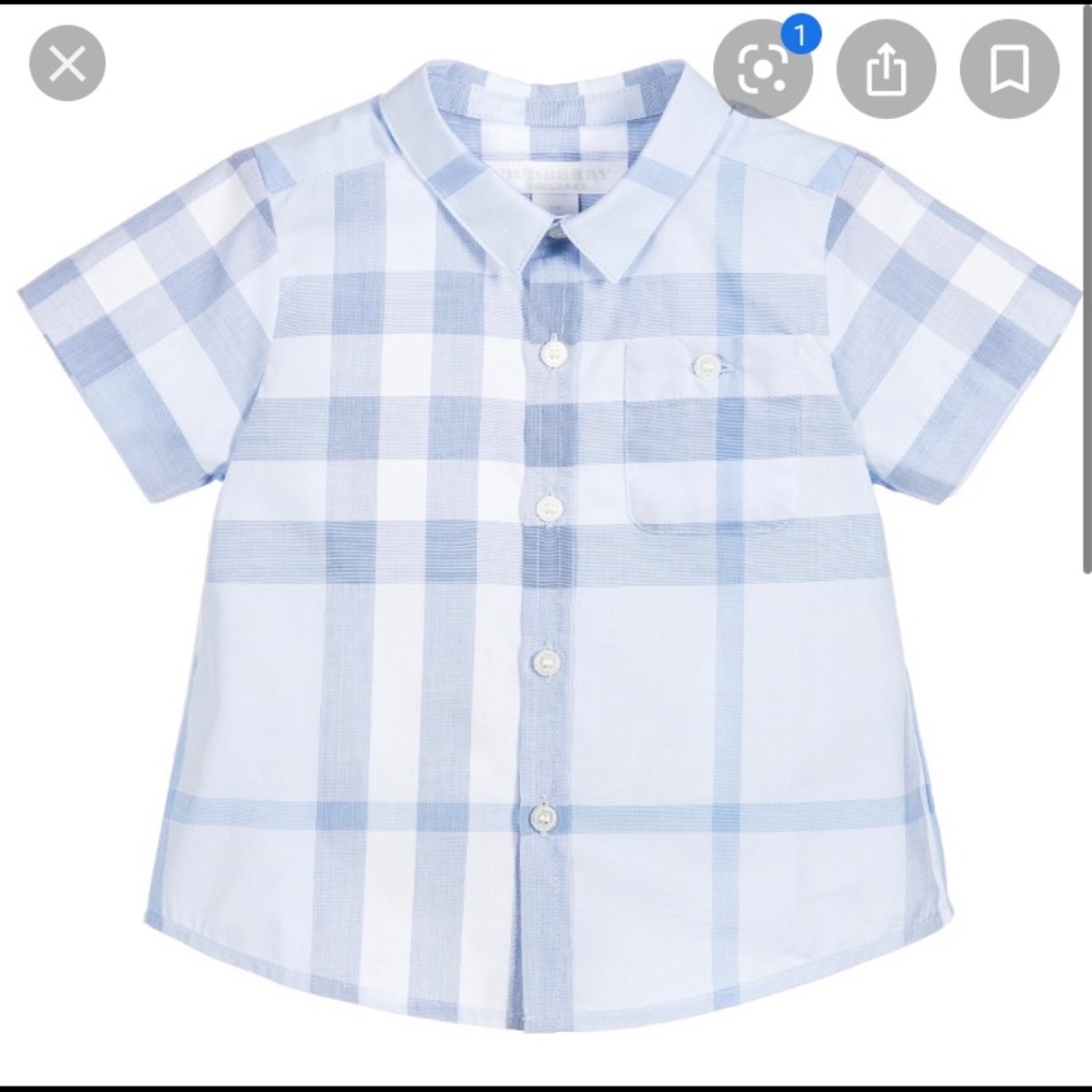 Authentic Burberry Baby Boy Blue Check Short Shirt